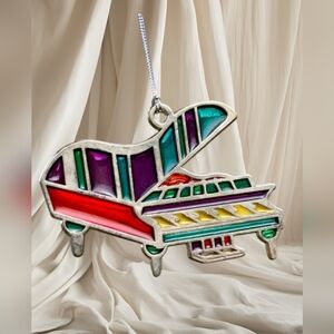 VINTAGE Russ Berrie Stained Glass Grand Piano Ornament Sun Catcher
